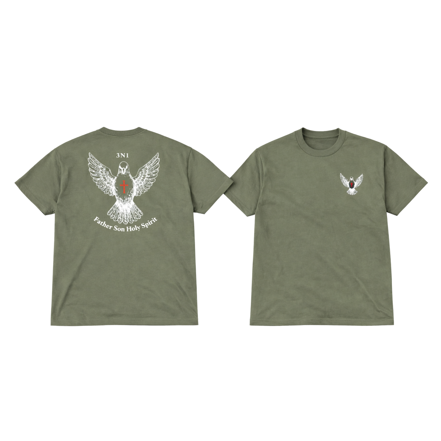 3N1 Olive Green Father Son Holy Spirit T-Shirt