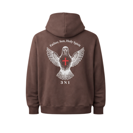 3N1 Faith Hoodie – All Brown w/ Dove & Cross Edition